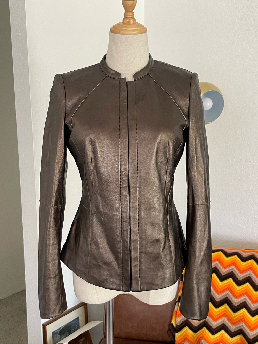 Lafayette 148 New York Casual Leather Zip Jacket